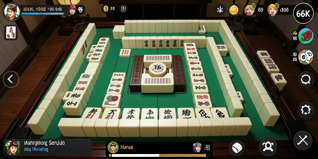 Screenshot gameplay 66K menampilkan keseruan permainan Mahjong.