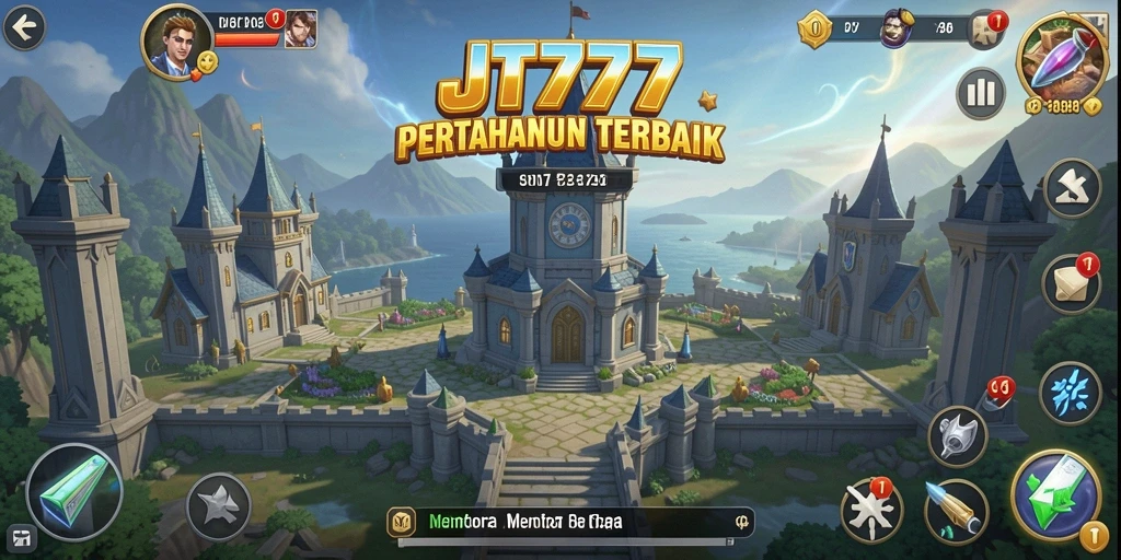 Screenshot gameplay JT777 menampilkan strategi menara yang intens.