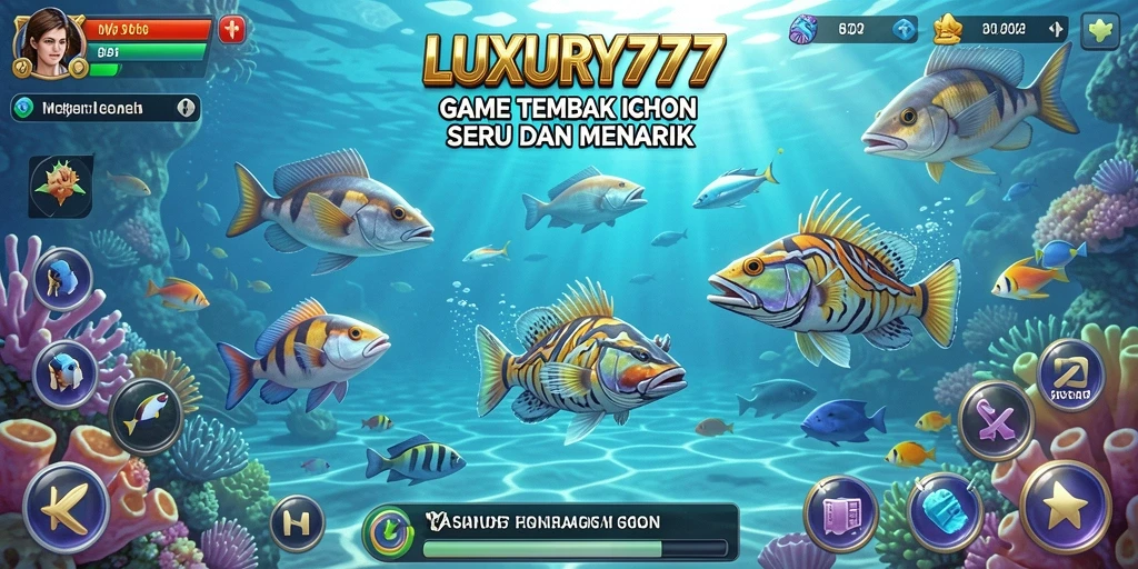 Screenshot utama LUXURY777 menampilkan aksi seru Tembak Ikan.