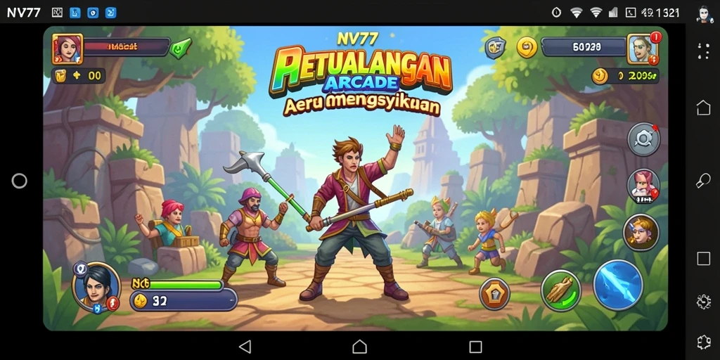 Tangkapan layar gameplay seru NV77 yang menampilkan aksi arcade yang mendebarkan.