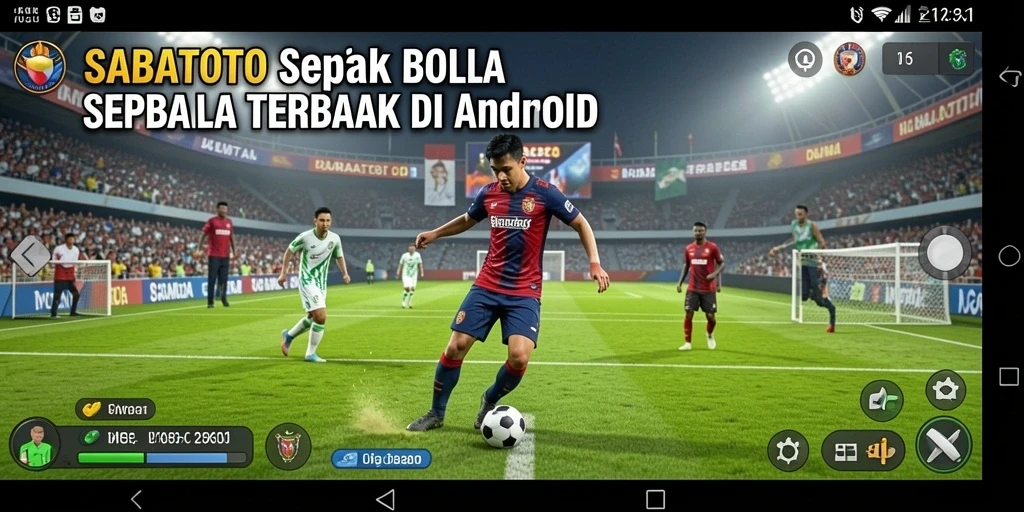 Screenshot utama SABATOTO menampilkan aksi seru dalam pertandingan sepak bola.